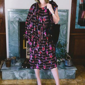 Nina Ricci Dress Hibiscus Print Dress Brown & Bolero Blazer Set